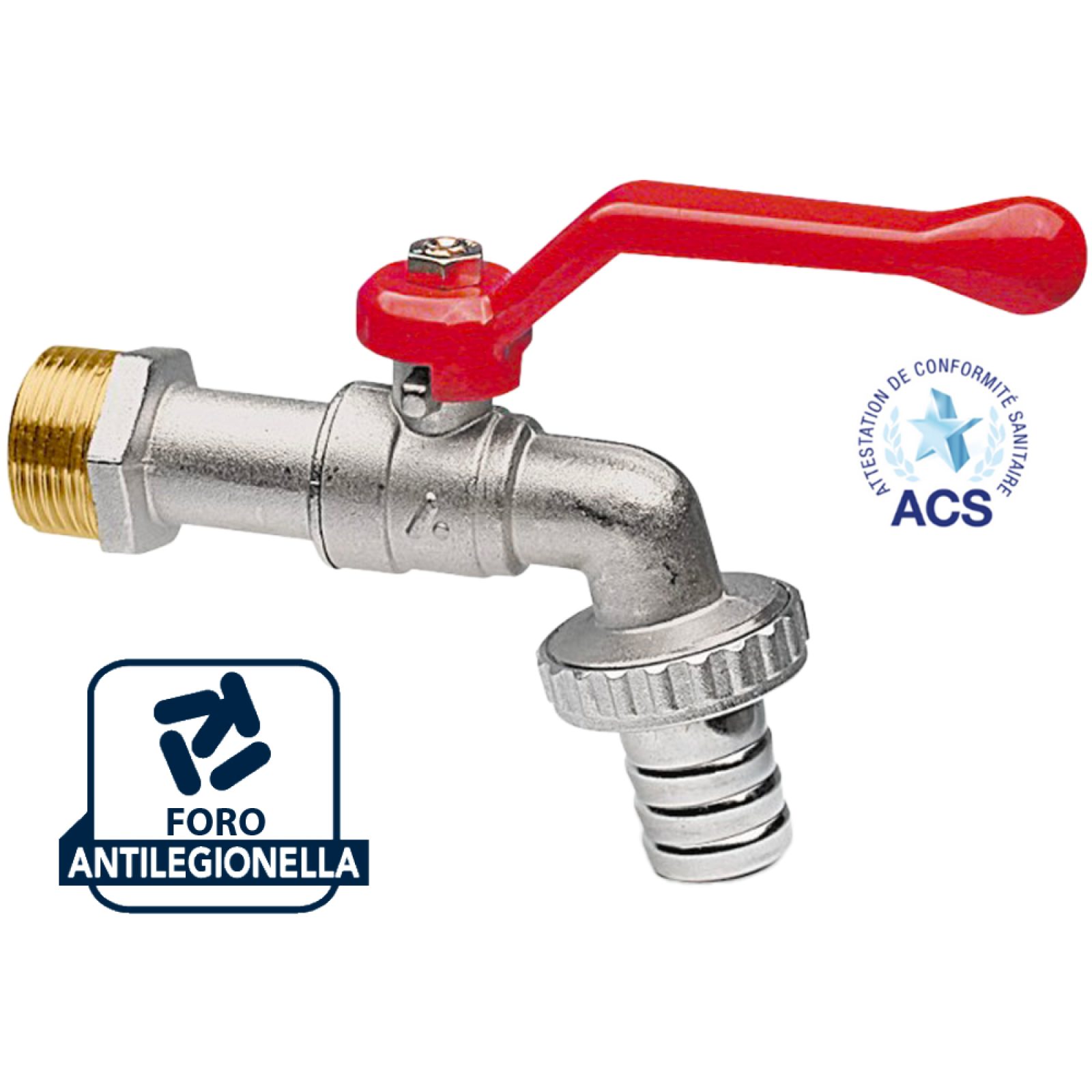 RUBINETTO PORTAGOMMA A SFERA CON LEVA IN ALLUMINIO APM 1" x 1"1/4