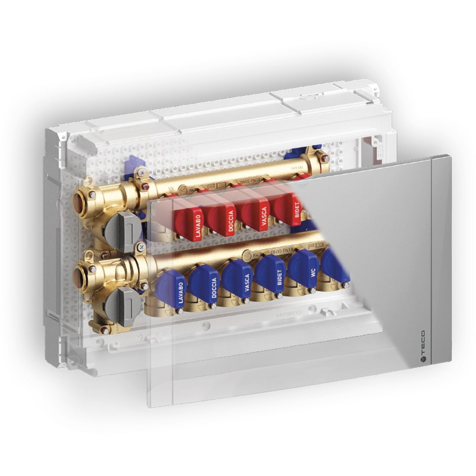 COLLETTORE MULTI-INTERCETTAZIONE ESTENSIBILE PER IMPIANTI SANITARI K4.3 TECO Fastec F13 x 6+5 vie