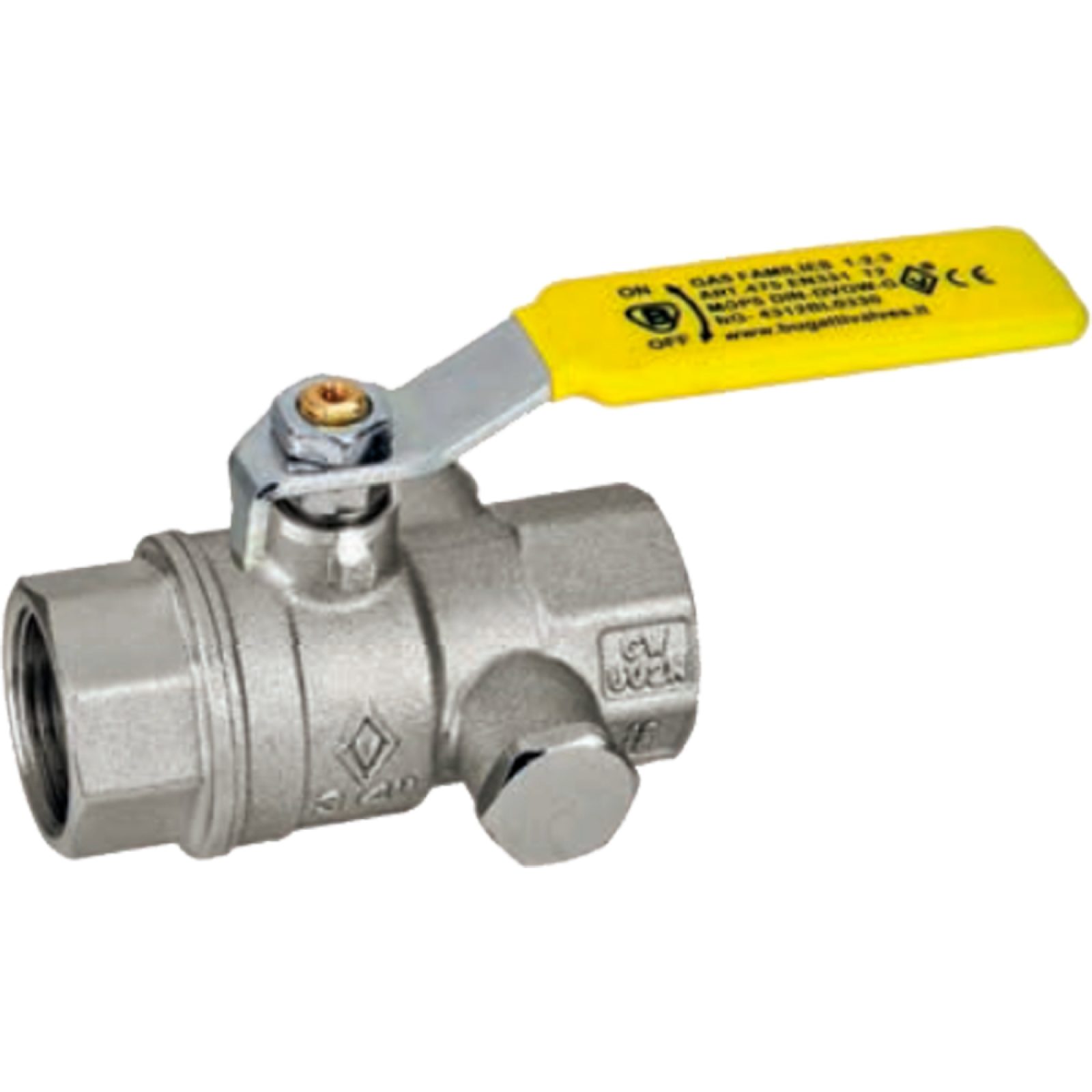 VALVOLA A SFERA GAS F/F CON PRESA DI PRESSIONE E LEVA IN ACCIAIO BUGATTI 1" - DN25