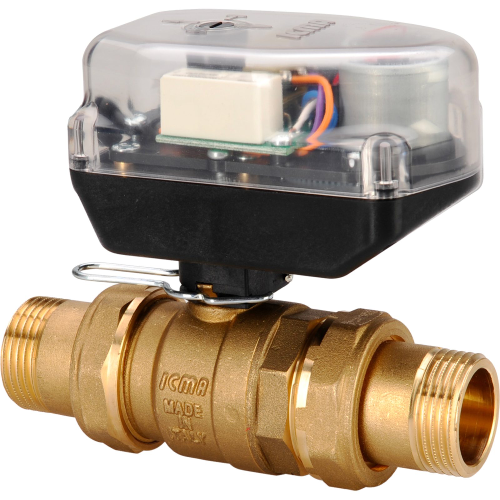 VALVOLA DI ZONA A SFERA MOTORIZZATA 2 VIE CON SERVOCOMANDO E RELE ICMA 1"1/4 M/M - 230V