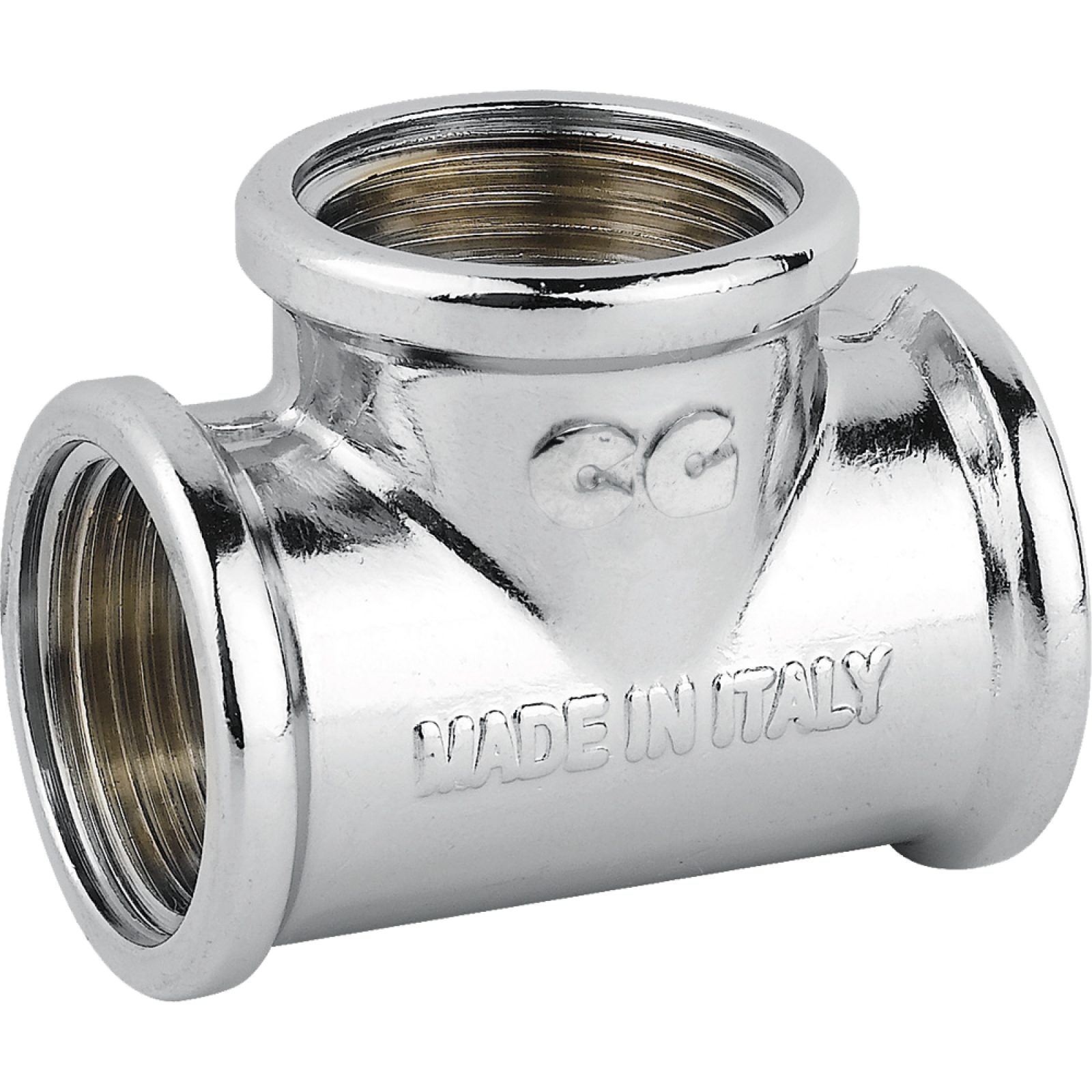 TEE FEMMINA IN OTTONE CROMATO 1"