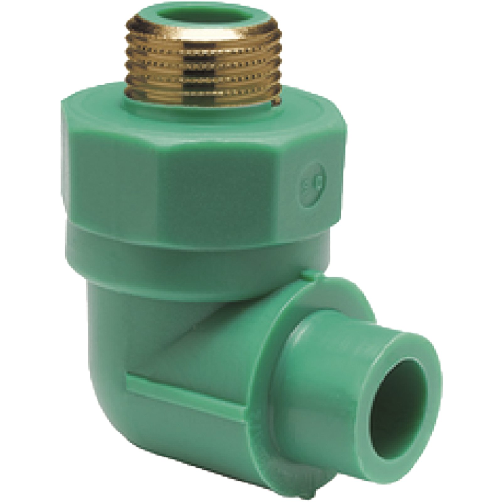 GOMITO A 90° MASCHIO FILETTATO/MASCHIO IN PPR VERDE PN25 Ø20 x 1/2"M