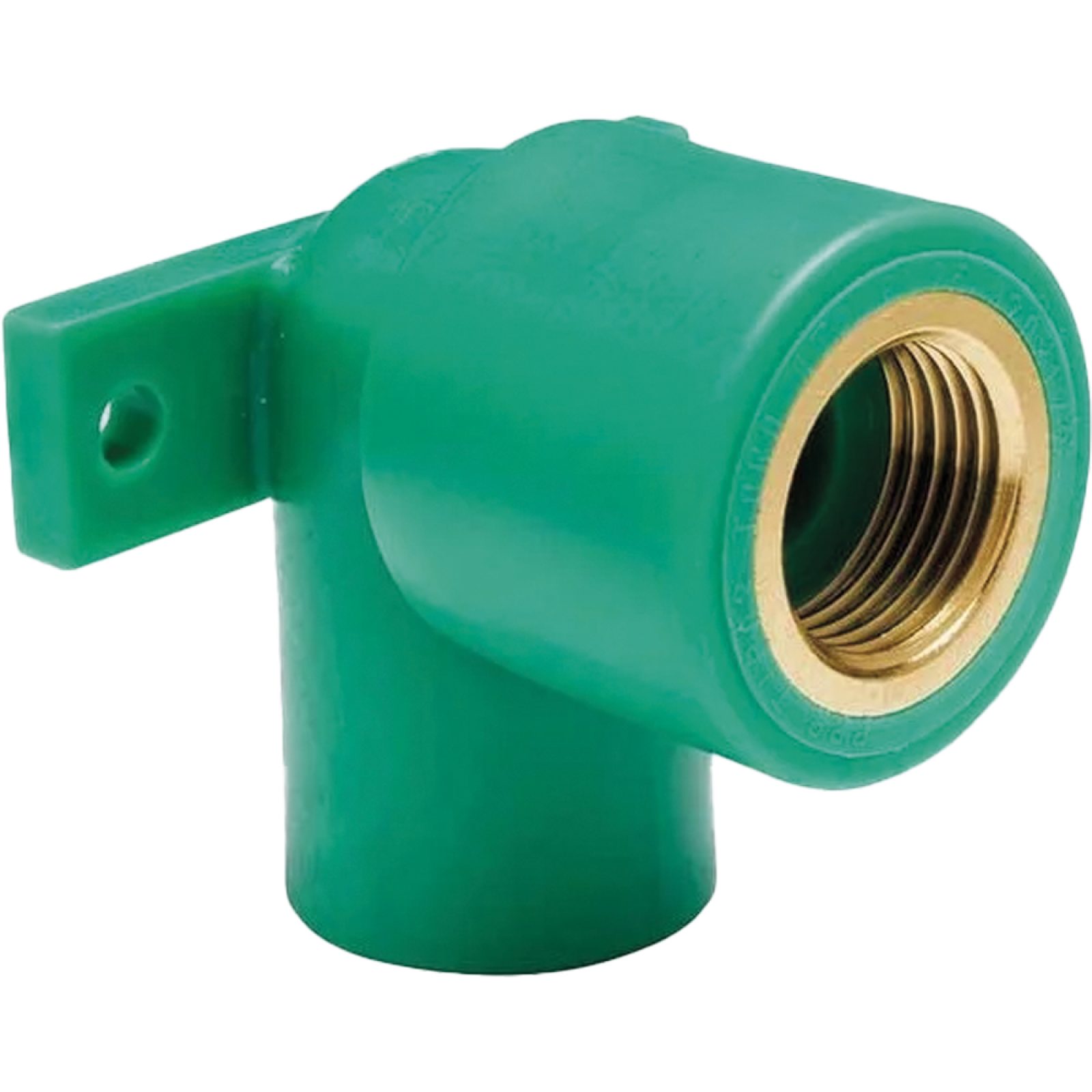 GOMITO FILETTATO FEMMINA CON STAFFA IN PPR VERDE PN25 Ø20 x 1/2"F