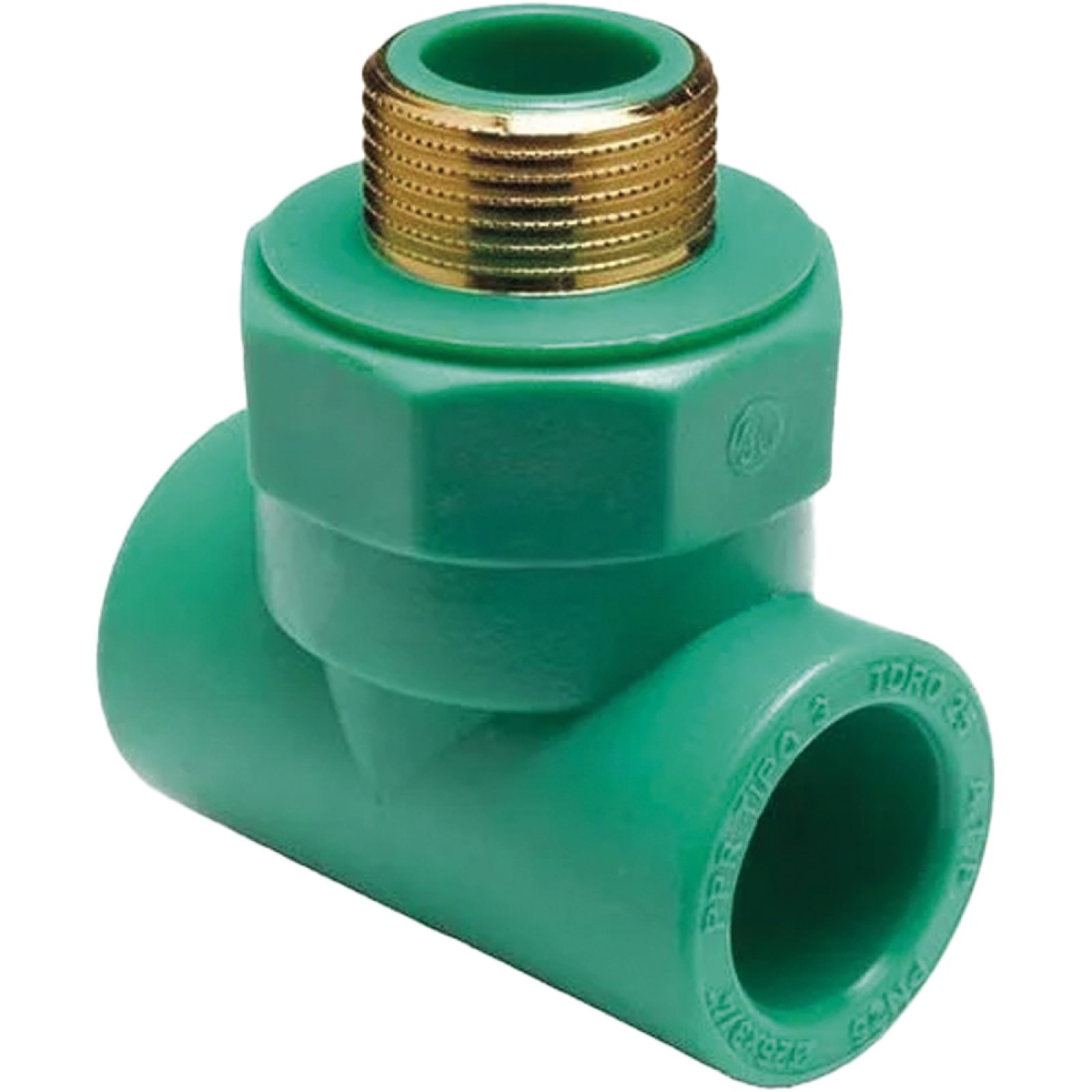 TEE FILETTATO MASCHIO IN PPR VERDE PN 25 Ø32 x 1"M x Ø32
