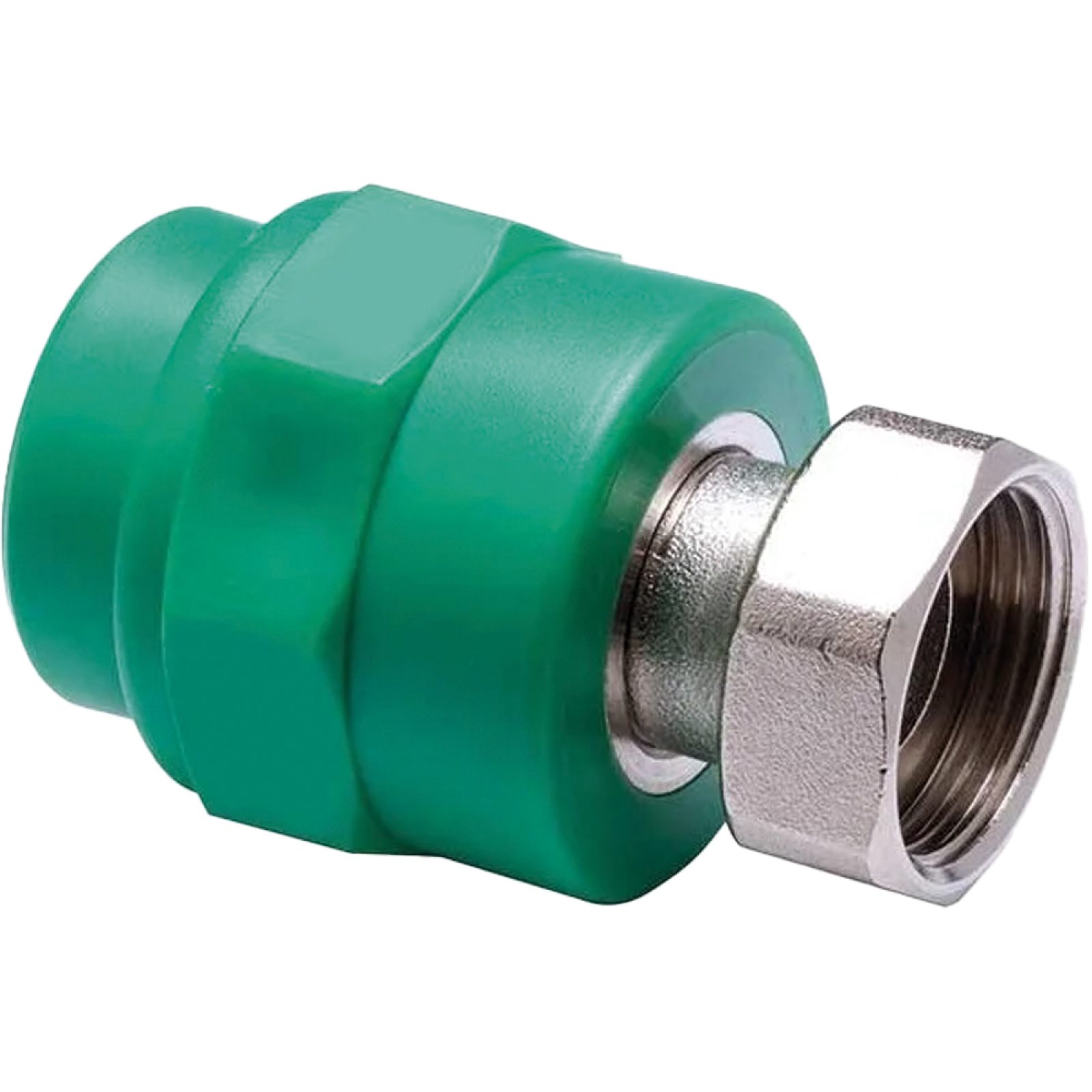 MANICOTTO DIRITTO FILETTATO FEMMINA CON CODOLO E DADO IN PPR VERDE PN25 Ø32 x 1"F G