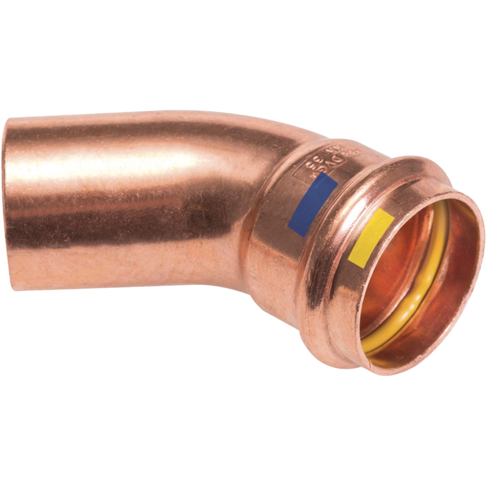 CURVA A 45° MASCHIO/FEMMINA IN RAME A PRESSARE Ø35 x Ø35 mm