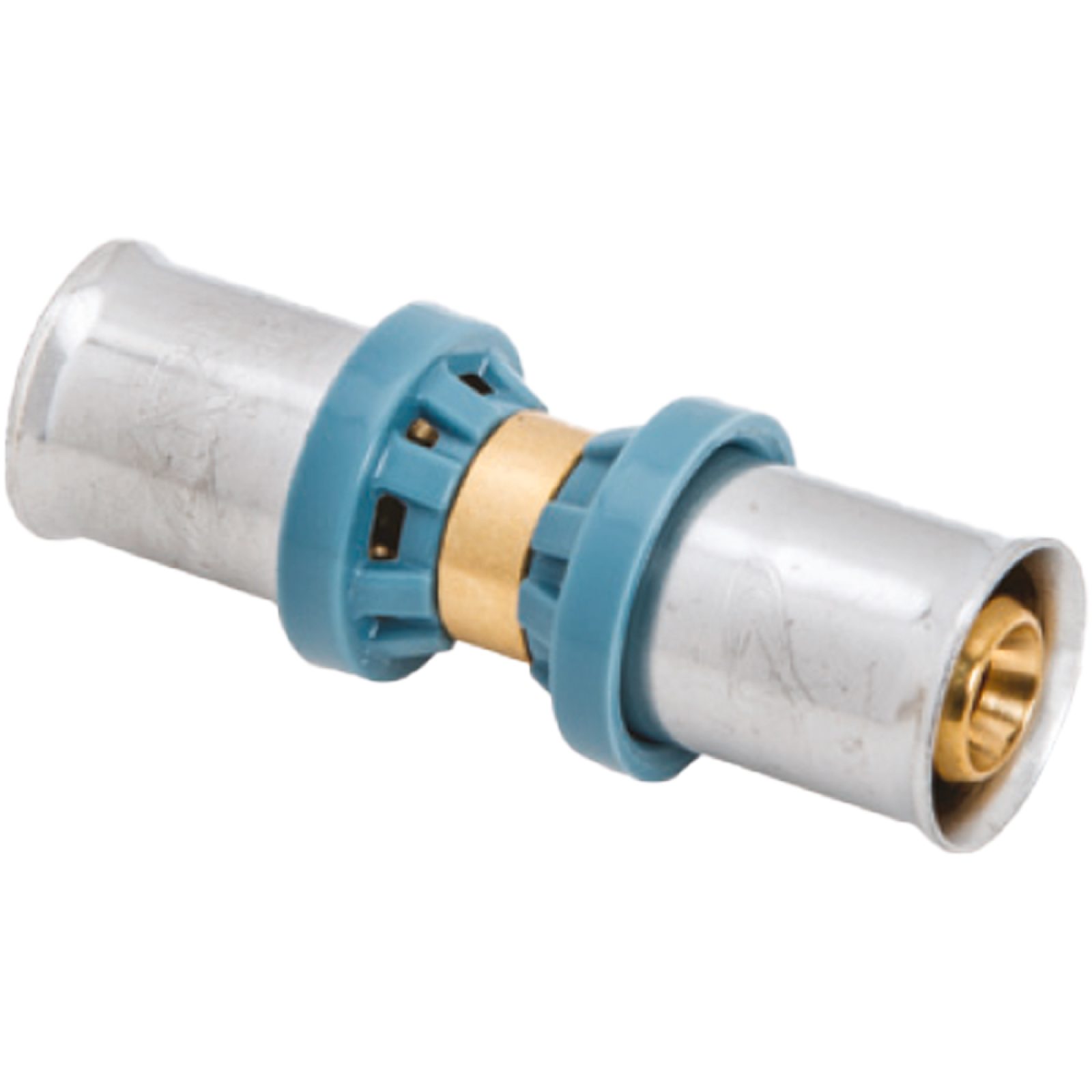 RACCORDO DIRITTO DOPPIO A PRESSARE PER TUBO MULTISTRATO UNIDELTA Ø63 x Ø63