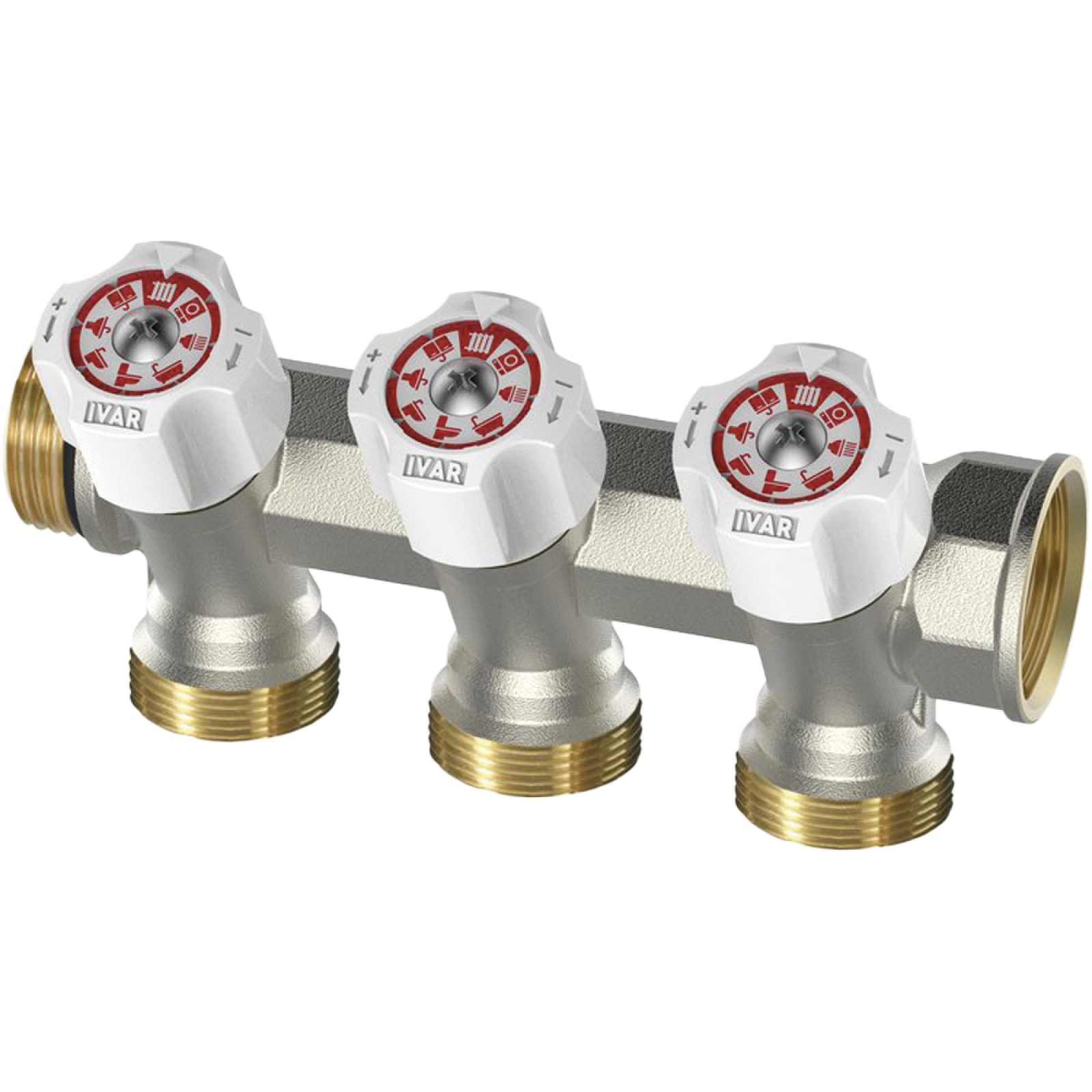 COLLETTORE LINEARE "EASY LOCK" CON RUBINETTI DI ARRESTO INCLINATI A 30° IVAR 1" x 4 vie EUROCONO