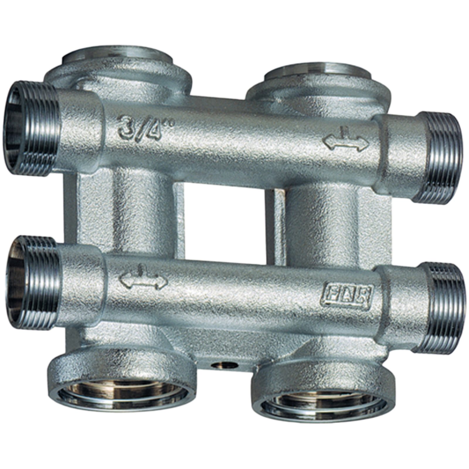 COLLETTORE COMPLANARE COMPONIBILE CROMATO FAR  1" - 2+2 vie 24x19