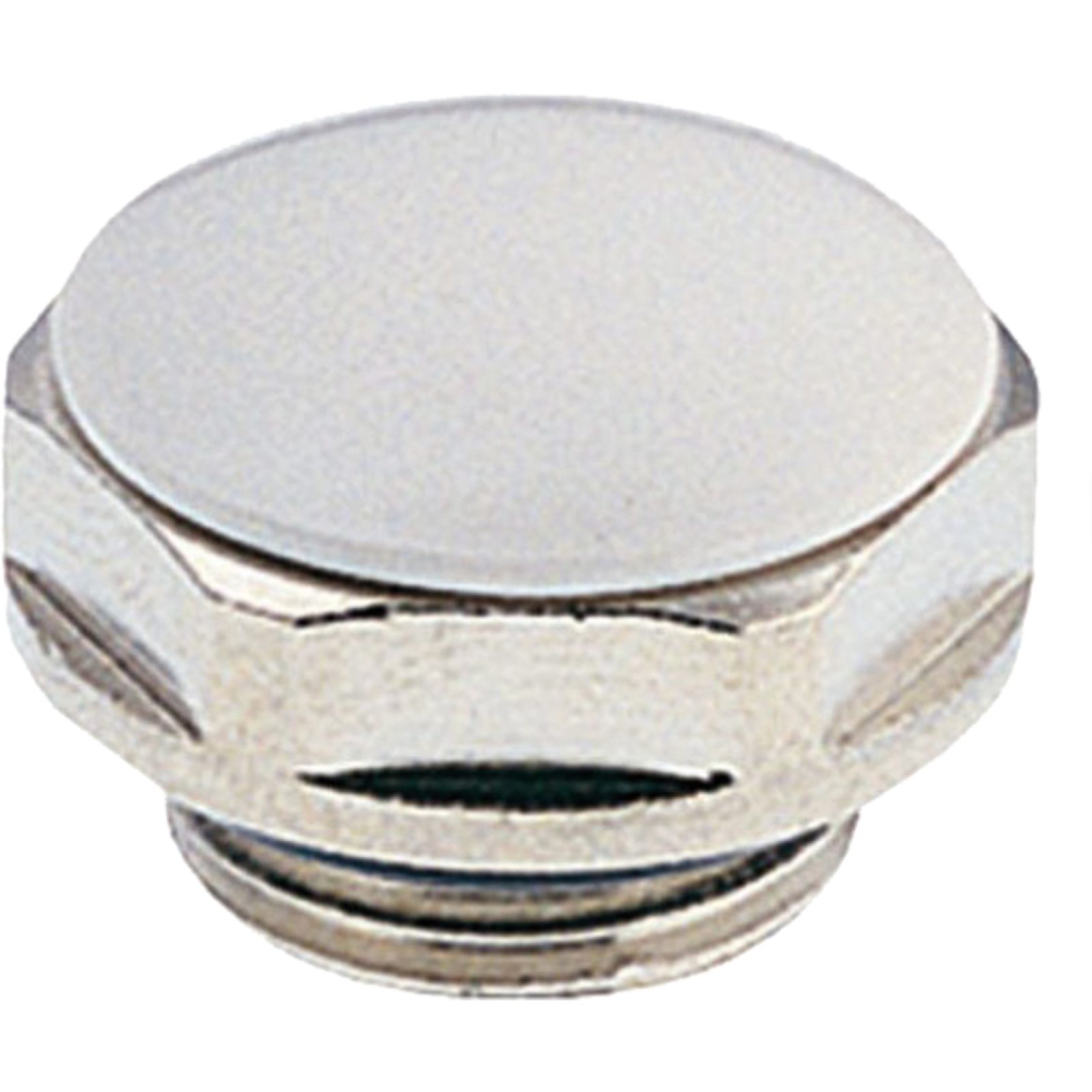 TAPPO CIECO IN OTTONE CROMATO E CAPPUCCIO BIANCO CON TENUTA O-RING 1/2"