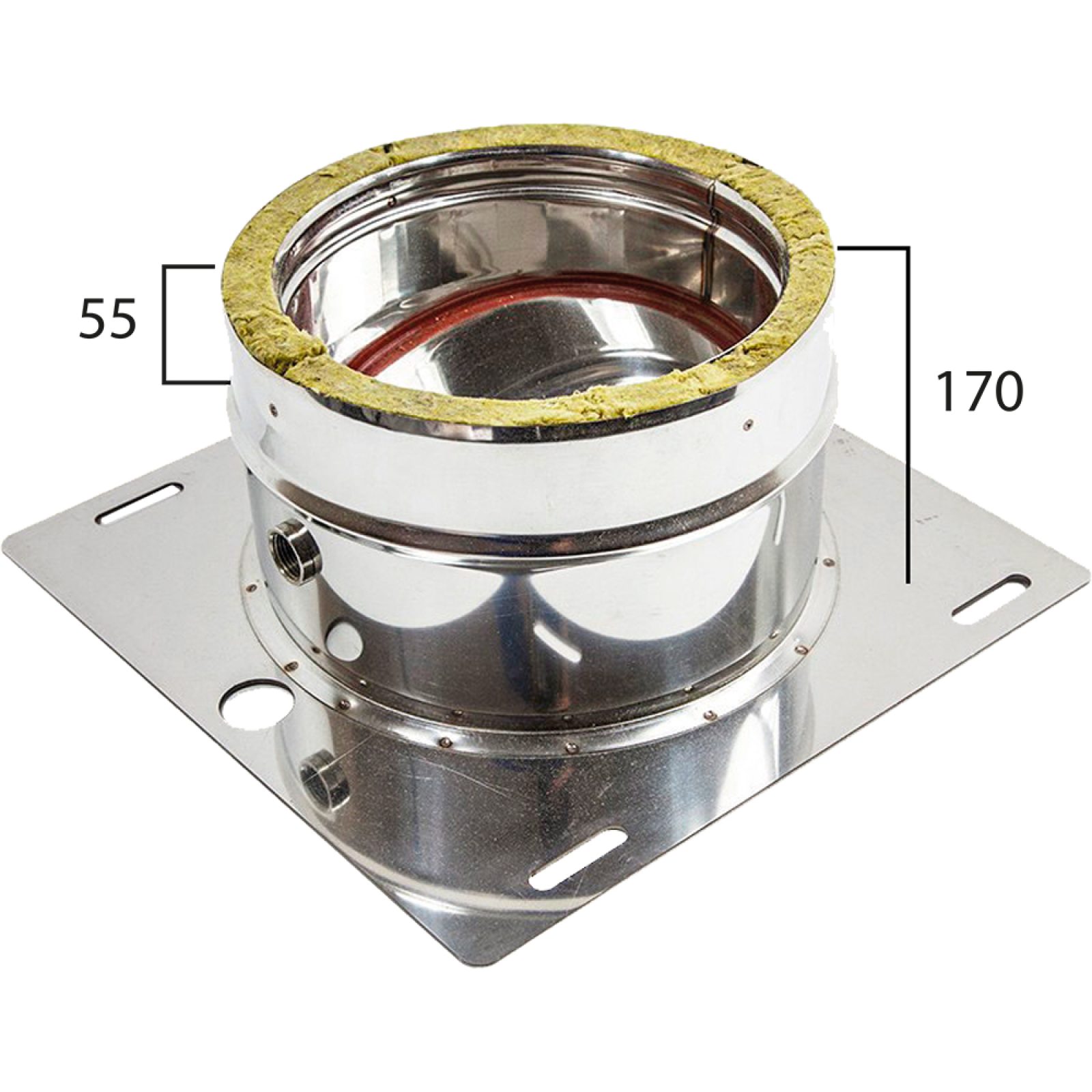 PIASTRA DI BASE DOPPIA PARETE CON SCARICO CONDENSA 250 F x 300 M piastra 500x500- 170
