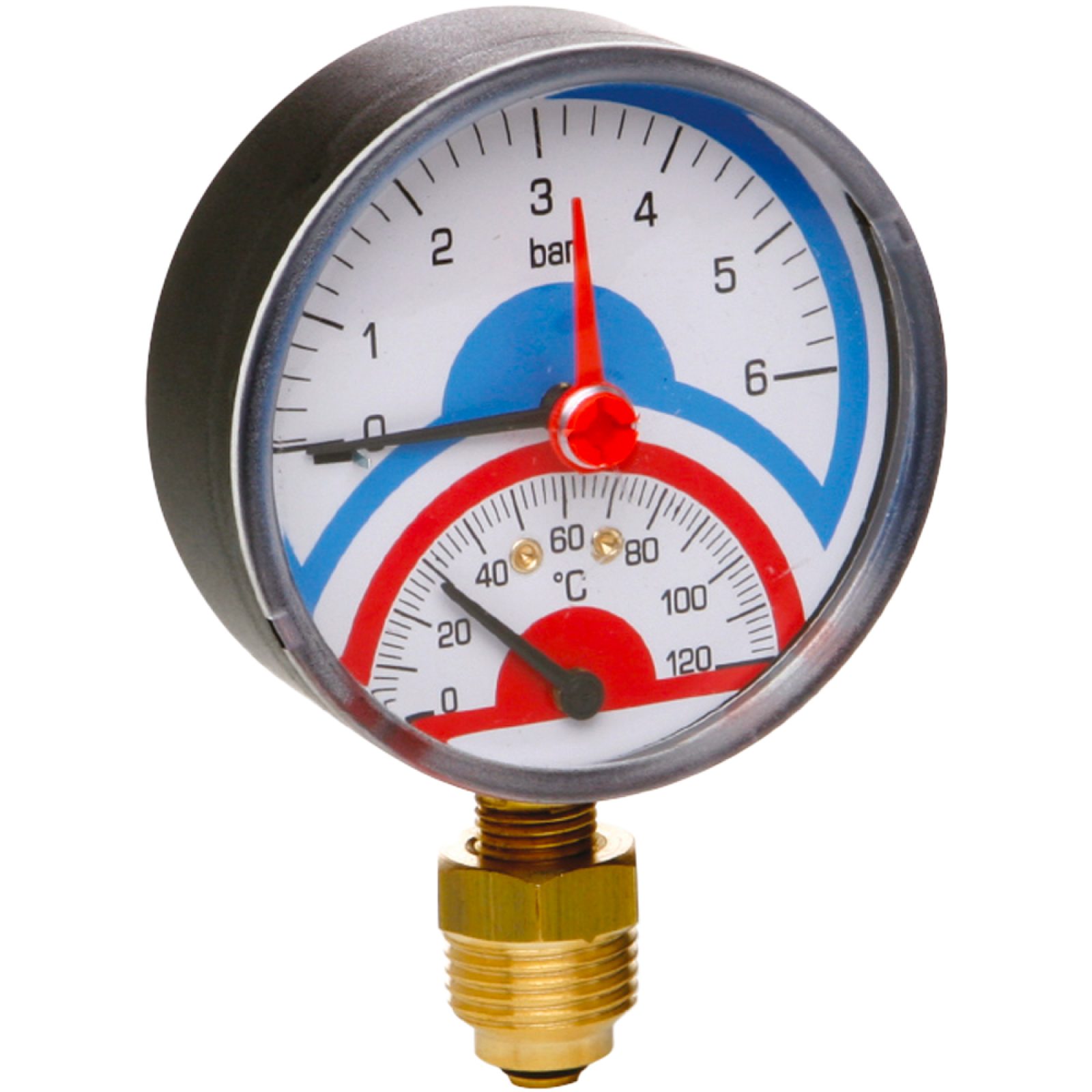 TERMOMANOMETRO RADIALE ATTACCO LATERALE Ø 80 1/2" 0÷10 Atm 0÷120°C