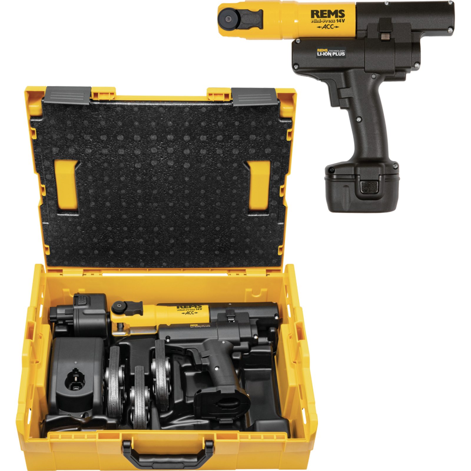 PRESSATRICE A BATTERIA CON MINI MATRICI MODELLO BASIC Universale fino a Ø 40 mm