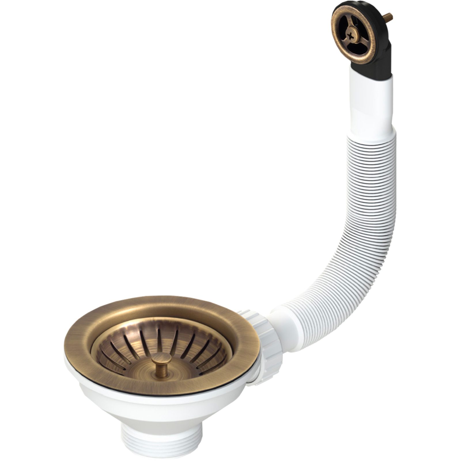 PILETTA IN OTTONE ANTICATO PER LAVELLO CUCINA CON FORO Ø90 CTP TONDO 1"1/2 x Ø114 mm