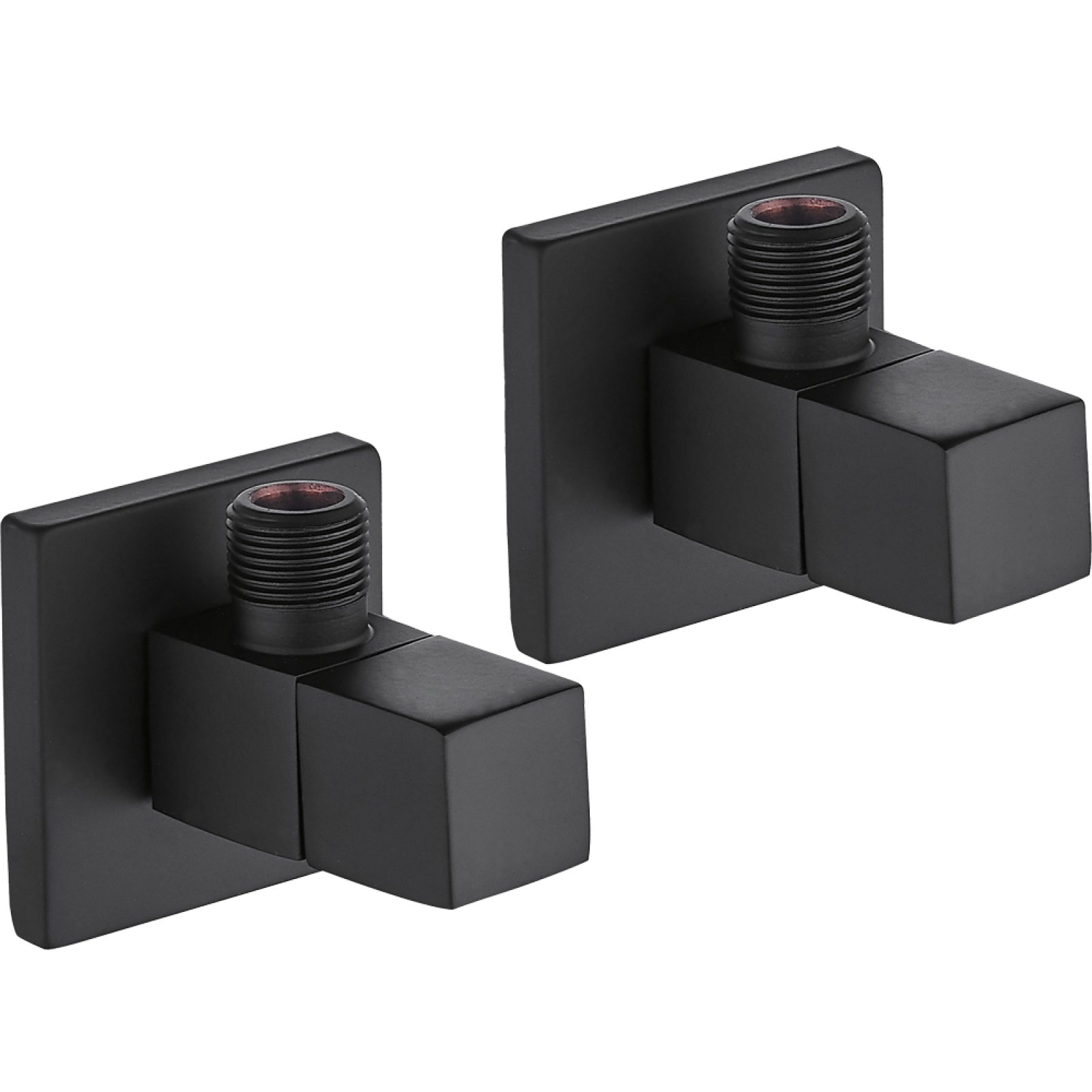 COPPIA DI RUBINETTI SOTTOLAVABO QUADRATI NERO OPACO 1/2" x 3/8"