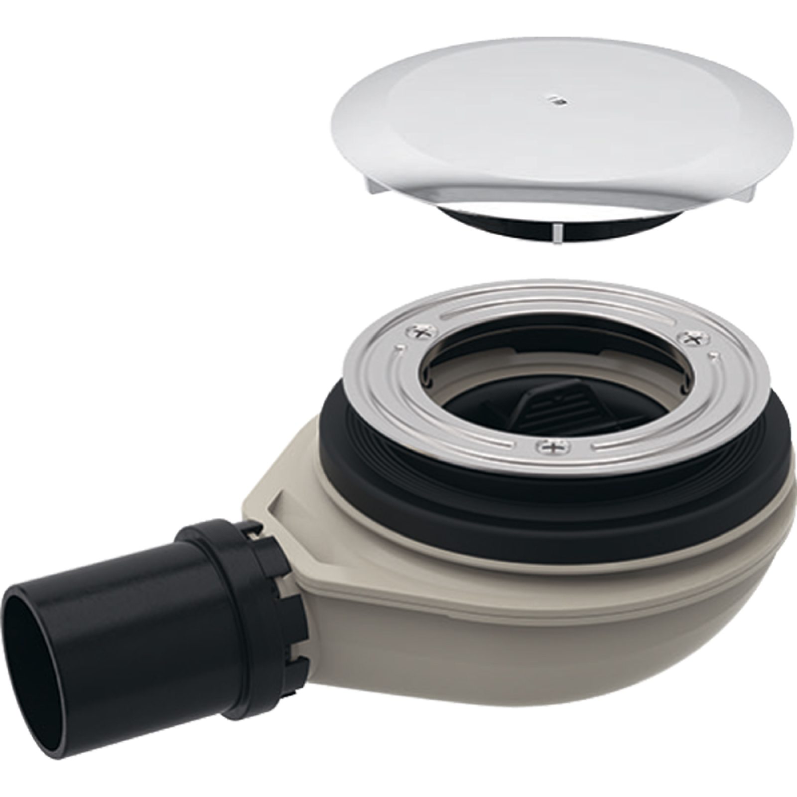 PILETTA DI SCARICO RIBASSATA PER PIATTO DOCCIA Ø90 CON PIATTELLO Uscita Ø40 x H.58 mm