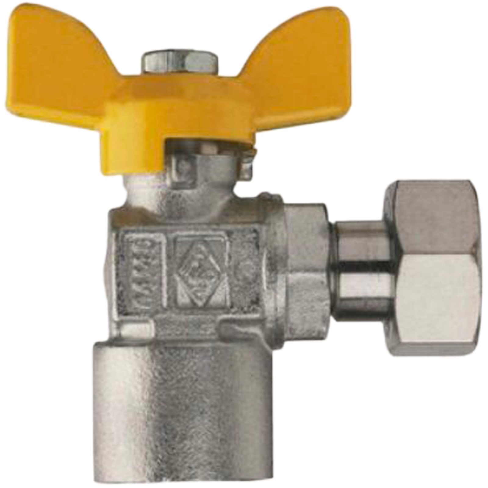 VALVOLA A SFERA GAS A SQUADRO CON LEVA A FARFALLA 1"F x 1"G F