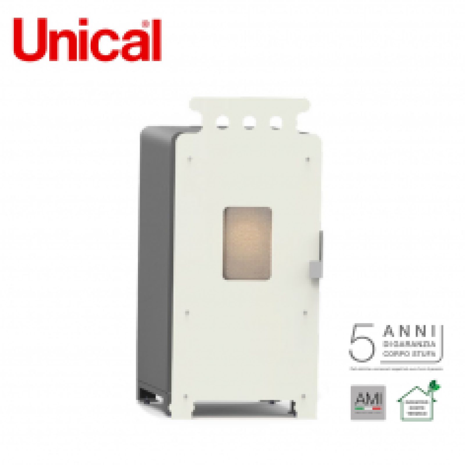 Stufa a pellet UNICAL TUA versione Nonna, classe di efficienza ERP RISC. A+, potenza termica 6,2 kW