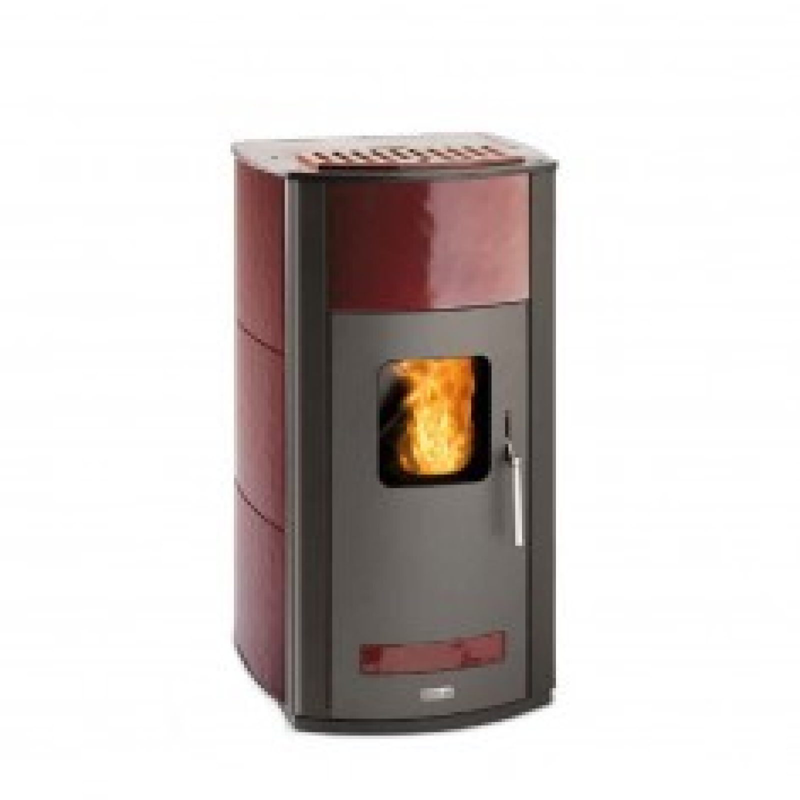 Termostufa a pellet ad aria Unical T.it AQ 34 in acciaio mailoca, colore bordeaux, potenza 34 kW